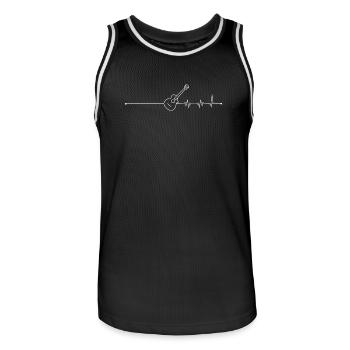 Art de ligne du battement de cœur de la guitare - Maillot de basket Homme - noir/blanc - Devant - AI Model Male 185 dark (185cm)