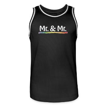 Rainbow Mr and Mr gay wedding - Men's Basketball Jersey - black/white - Front - AI Model Male 185 dark (185cm)