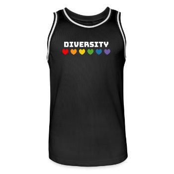 Rainbow Hearts LGBT lgbtqi queer Diversity - Men's Basketball Jersey - black/white - Front - AI Model Male 185 dark (185cm)