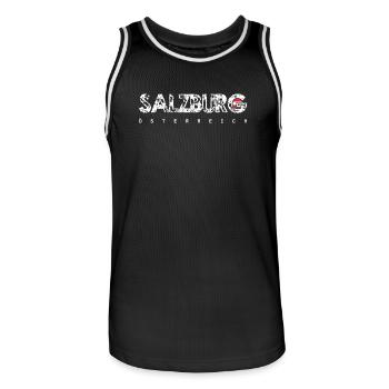 Salzbourg, Autriche, Texte en difficulté - Maillot de basket Homme - noir/blanc - Devant - AI Model Male 185 dark (185cm)