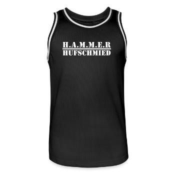 Hammer Hufschmied – Stahlhandwerk - Männer Basketball-Trikot - Schwarz/Weiß - Vorne - AI Model Male 185 dark (185cm)