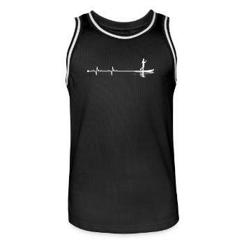 Camping Heartbeat Line Art - Men's Basketball Jersey - black/white - Front - AI Model Male 185 dark (185cm)