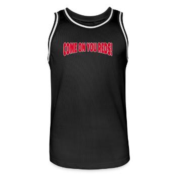 Come On You Reds! Stadium Cheer - Men's Basketball Jersey - black/white - Front - AI Model Male 185 dark (185cm)