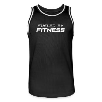 Alimenté par la forme physique - Sport - Salle de sport - Athlétisme - Maillot de basket Homme - noir/blanc - Devant - AI Model Male 185 dark (185cm)