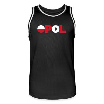 Pologne - Maillot de basket Homme - noir/blanc - Devant - AI Model Male 185 dark (185cm)