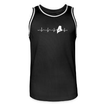 Maine Heart Love Minimalist Travel Slogan - Men's Basketball Jersey - black/white - Front - AI Model Male 185 dark (185cm)
