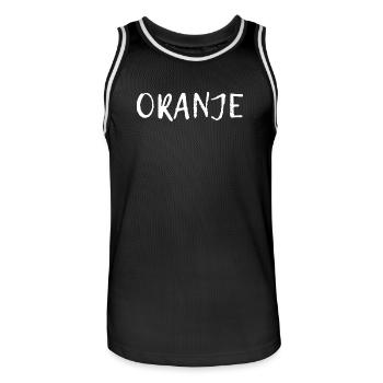 Oranje - Nederland - Niederlande - Pays-Bas - Maillot de basket Homme - noir/blanc - Devant - AI Model Male 185 dark (185cm)