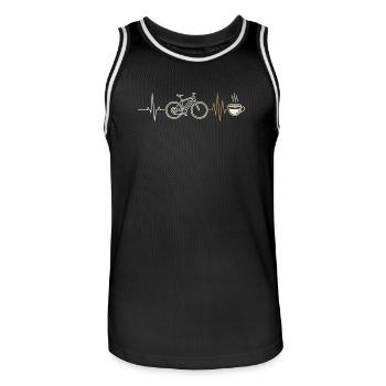 Cyclisme E-bike Culture Heartbeat Coffee Design - Maillot de basket Homme - noir/blanc - Devant - AI Model Male 185 dark (185cm)