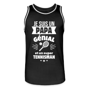 Papa génial & tennisman – idée fête des pères - Maillot de basket Homme - noir/blanc - Devant - AI Model Male 185 dark (185cm)