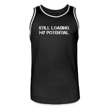 Still Loading My Potential - Men's Basketball Jersey - black/white - Front - AI Model Male 185 dark (185cm)