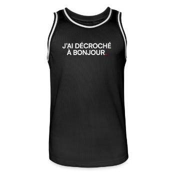 I picked up hello humor meeting - Men's Basketball Jersey - black/white - Front - AI Model Male 185 dark (185cm)