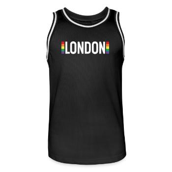 LONDON White Urban Rainbow - Men's Basketball Jersey - black/white - Front - AI Model Male 185 dark (185cm)