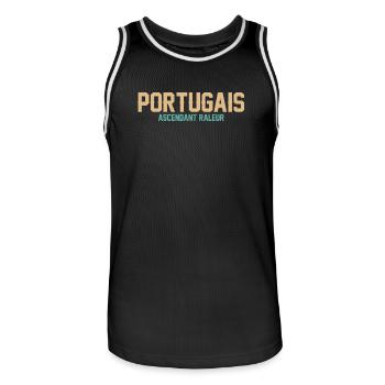 Portugais Ascendant Raleur T-Shirt Cadeau Humour - Maillot de basket Homme - noir/blanc - Devant - AI Model Male 185 dark (185cm)