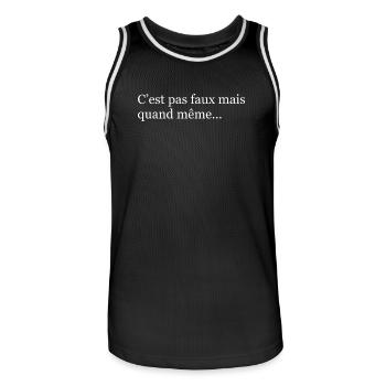  “C’est pas faux mais quand même » humour français - Maillot de basket Homme - noir/blanc - Devant - AI Model Male 185 dark (185cm)
