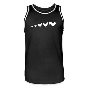 Evolution Bauer Huhn Hahn lustig - Männer Basketball-Trikot - Schwarz/Weiß - Vorne - AI Model Male 185 dark (185cm)