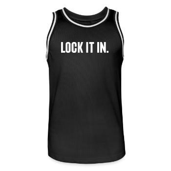 Jour de match de basket : verrouillez votre match - Maillot de basket Homme - noir/blanc - Devant - AI Model Male 185 dark (185cm)