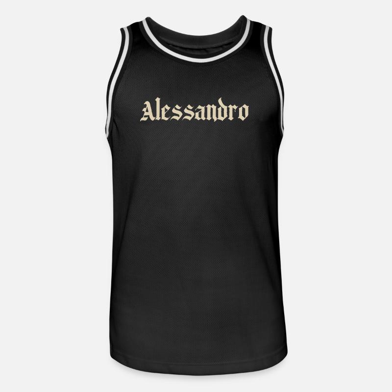 Alessandro Gothic Script - Männer Basketball-Trikot - Schwarz/Weiß