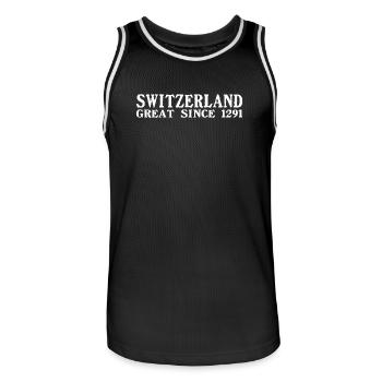 Suisse - Grande depuis 1291 - Schweiz - Schwiiz - Maillot de basket Homme - noir/blanc - Devant - AI Model Male 185 dark (185cm)