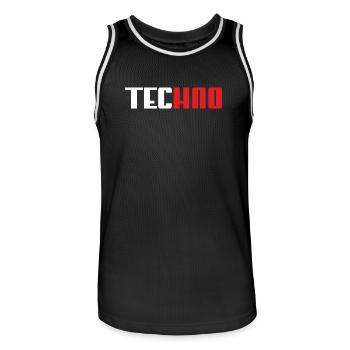Techno Panther - Männer Basketball-Trikot - Schwarz/Weiß - Vorne - AI Model Male 185 dark (185cm)