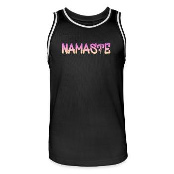 Namaste Gradient Schrift – Yoga Muster - Männer Basketball-Trikot - Schwarz/Weiß - Vorne - AI Model Male 185 dark (185cm)
