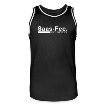 Saas-Fee coordinates Valais Switzerland - Men's Basketball Jersey - black/white - Front - AI Model Male 185 dark (185cm)