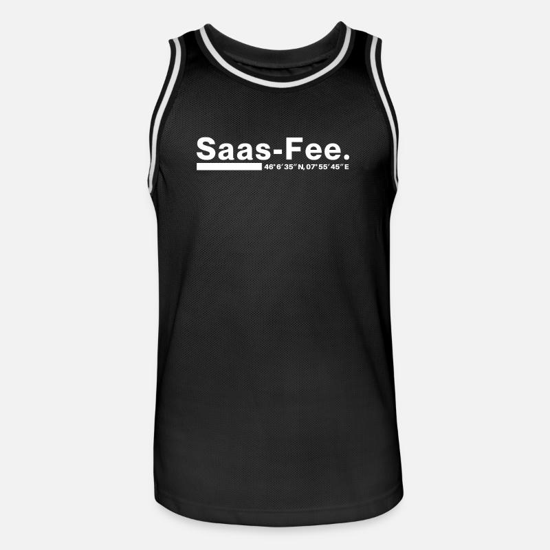 Coordonnées Saas-Fee Valais, Suisse - Maillot de basket Homme - noir/blanc