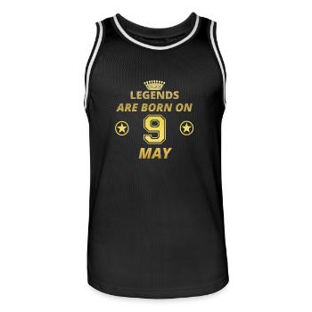 legends born birthday MAY 9 - Men's Basketball Jersey - black/white - Front - AI Model Male 185 dark (185cm)