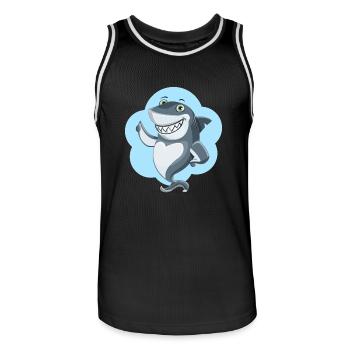 lustiger Haifisch - Männer Basketball-Trikot - Schwarz/Weiß - Vorne - AI Model Male 185 dark (185cm)