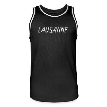 Lausanne Brush Script Emblem - Maillot de basket Homme - noir/blanc - Devant - AI Model Male 185 dark (185cm)