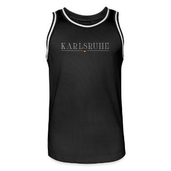 Karlsruhe Fan T-Shirt – For Real Fans - Men's Basketball Jersey - black/white - Front - AI Model Male 185 dark (185cm)