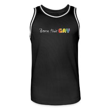 Rainbow born this gay | LGBT lgbtqi queer - Men's Basketball Jersey - black/white - Front - AI Model Male 185 dark (185cm)