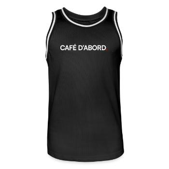 CAFÉ D’ABORD – Humour bureau lundi matin - Maillot de basket Homme - noir/blanc - Devant - AI Model Male 185 dark (185cm)