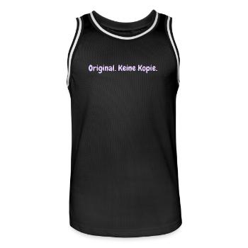Original. Keine Kopie. Lustiges T-Shirt für alle. - Männer Basketball-Trikot - Schwarz/Weiß - Vorne - AI Model Male 185 dark (185cm)