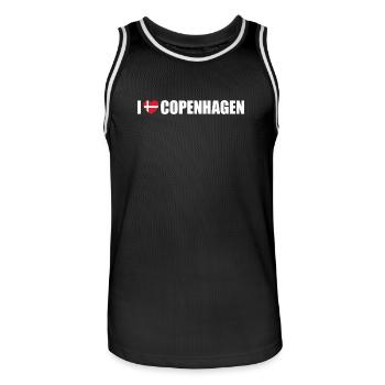 I love Copenhagen Dänemark Kopenhagen - Männer Basketball-Trikot - Schwarz/Weiß - Vorne - AI Model Male 185 dark (185cm)