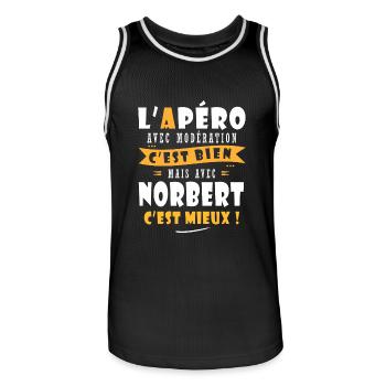 Norbert Cadeau Humour personnalisé cadeau Norbert - Maillot de basket Homme - noir/blanc - Devant - AI Model Male 185 dark (185cm)