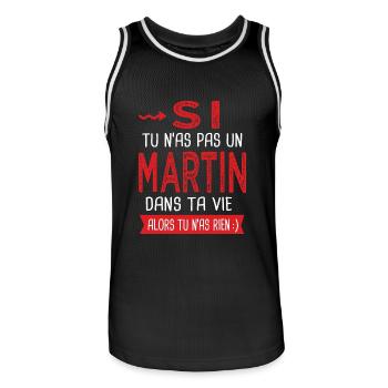 Martin Si tu n as pas un martin Cadeau humour - Maillot de basket Homme - noir/blanc - Devant - AI Model Male 185 dark (185cm)