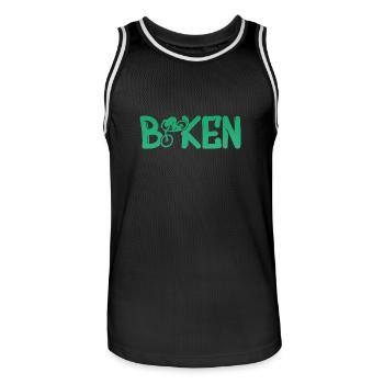 Biken Fahrrad Bike - Männer Basketball-Trikot - Schwarz/Weiß - Vorne - AI Model Male 185 dark (185cm)