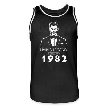 44. Birthday Living Legend (GENT) since 02/1982 - Men's Basketball Jersey - black/white - Front - AI Model Male 185 dark (185cm)