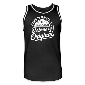 Februar 1997 – Legende der Gipfel und Berge - Männer Basketball-Trikot - Schwarz/Weiß - Vorne - AI Model Male 185 dark (185cm)