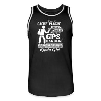 Geocaching Geocaching Kinda - Men's Basketball Jersey - black/white - Front - AI Model Male 185 dark (185cm)