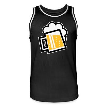 Chope à bière bavaroise (bière / chope à bière / L / \ / 3C) - Maillot de basket Homme - noir/blanc - Devant - AI Model Male 185 dark (185cm)
