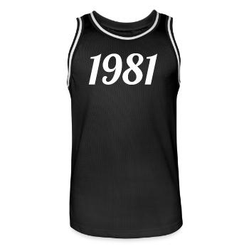 1981 Vintage 1981 Retro Geburtstag 1981 Geschenk - Männer Basketball-Trikot - Schwarz/Weiß - Vorne - AI Model Male 185 dark (185cm)