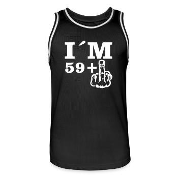 Gift Birthday Im 59 plus 1 - Men's Basketball Jersey - black/white - Front - AI Model Male 185 dark (185cm)