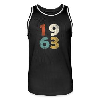 55e anniversaire look rétro - cadeau né en 1963 - Maillot de basket Homme - noir/blanc - Devant - AI Model Male 185 dark (185cm)