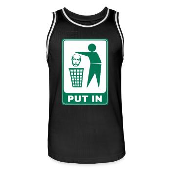PUT IN - PEACE UKARINE - STOP WAR ! - Männer Basketball-Trikot - Schwarz/Weiß - Vorne - AI Model Male 185 dark (185cm)