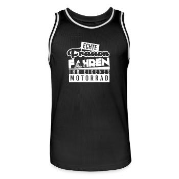 Motorrad - Biker - Motorradfahrer - Geschenk - Männer Basketball-Trikot - Schwarz/Weiß - Vorne - AI Model Male 185 dark (185cm)