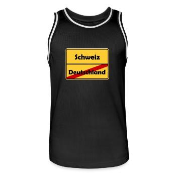 Schweiz Auswandern! Im Ortsschild Desing! - Männer Basketball-Trikot - Schwarz/Weiß - Vorne - AI Model Male 185 dark (185cm)