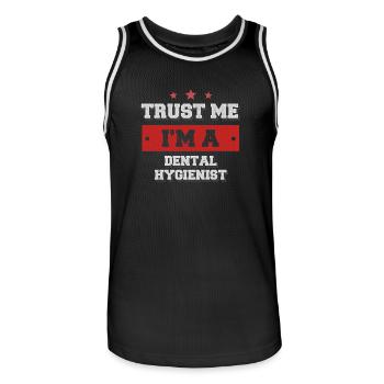 Trust me I'm a dental hygienist - Men's Basketball Jersey - black/white - Front - AI Model Male 185 dark (185cm)