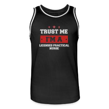 Trust me I'm a licensed practical nurse - Men's Basketball Jersey - black/white - Front - AI Model Male 185 dark (185cm)