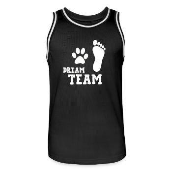 Dream Team drôle de chien T-shirt - Maillot de basket Homme - noir/blanc - Devant - AI Model Male 185 dark (185cm)